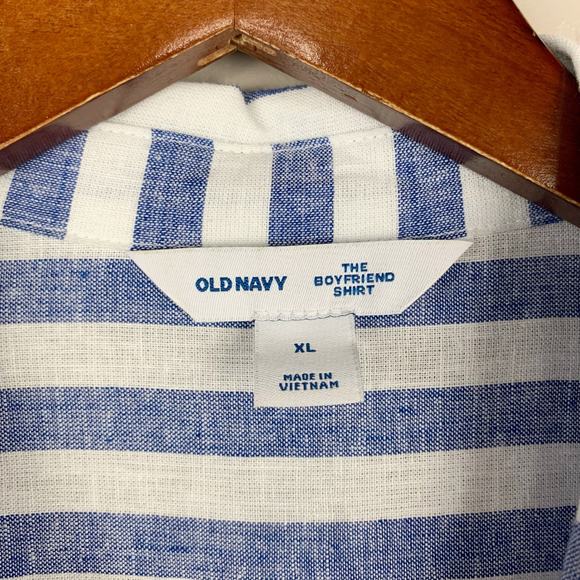 Old Navy Blue and White Striped Button-Down Shirt - Picture 8 of 9